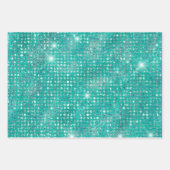 Elegantes Turquoise Gold Streifen Glitzer Geschenk Geschenkpapier Set (Vorderseite 3)