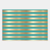 Elegantes Turquoise Gold Streifen Glitzer Geschenk Geschenkpapier Set (Vorderseite 2)