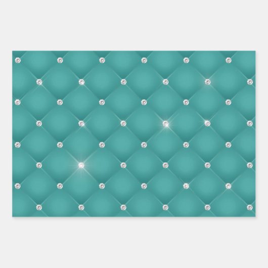 Elegantes Turquoise Gold Streifen Glitzer Geschenk Geschenkpapier Set (Vorderseite)