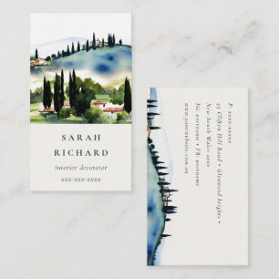 Elegantes Tuscien Italien Aquarell-Landschaft Visitenkarte