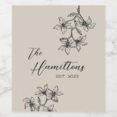 Elegantes, typisch florales Jahr Weinetikett (Einzelnes Label)