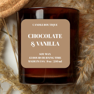 elegantes Typografie-braune Blumenkerzenlabel Quadratischer Aufkleber