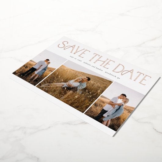 Elegantes Typografie-Foto Hochzeit speichern das D Folieneinladung (Gedreht)