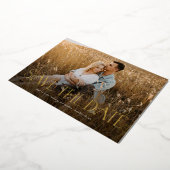 Elegantes Typografie-Foto Hochzeit speichern das D Folieneinladung (Gedreht)