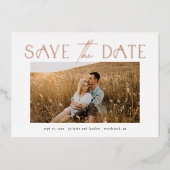 Elegantes Typografie-Foto Hochzeit speichern das D Folieneinladung (Vorderseite)