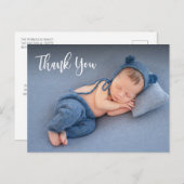 Elegantes Typografie Neugeborenes Foto Vielen Dank Postkarte (Vorne/Hinten)