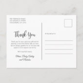 Elegantes Typografie Neugeborenes Foto Vielen Dank Postkarte (Rückseite)