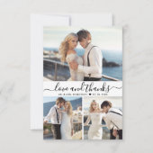 Elegantes Typografie-Script 3 Foto Collage Wedding Dankeskarte (Vorderseite)
