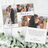 Elegantes Typografie-Script 4 Foto Collage Wedding Dankeskarte