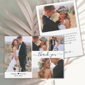 Elegantes Typografie-Script 4 Foto Collage Wedding Dankeskarte