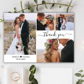 Elegantes Typografie-Script 4 Foto Collage Wedding Dankeskarte