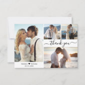 Elegantes Typografie-Script 4 Foto Collage Wedding Dankeskarte (Vorderseite)