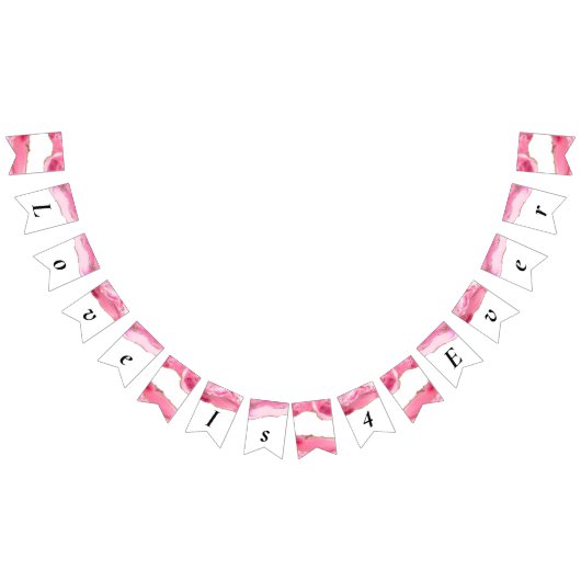 Elegantes Typografie Script Pink Agate Wedding Déc Wimpelkette (Alle)
