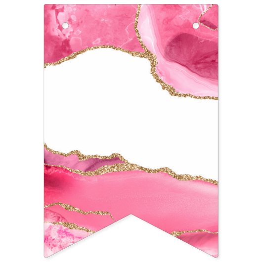 Elegantes Typografie Script Pink Agate Wedding Déc Wimpelkette (Erste Fahne)