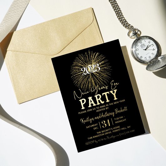 Elegantes Typografie-Silvester-Party Folieneinladung