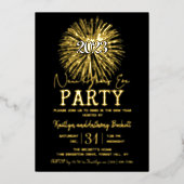 Elegantes Typografie-Silvester-Party Folieneinladung (Vorderseite)