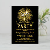 Elegantes Typografie-Silvester-Party Folieneinladung (Stehend vorne)