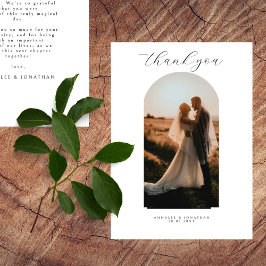 Elegantes Typografie Simple Wedding Foto Vielen Da Dankeskarte