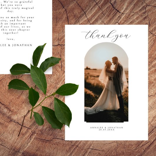 Elegantes Typografie Simple Wedding Foto Vielen Da Dankeskarte