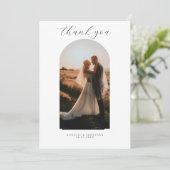 Elegantes Typografie Simple Wedding Foto Vielen Da Dankeskarte (Stehend Vorderseite)