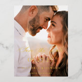 Elegantes Typografisches Foto Save the Date Folie Einladungspostkarte (Vorderseite)