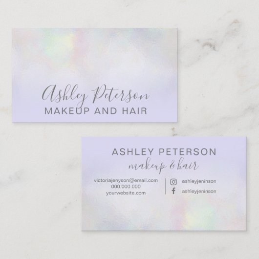 Elegantes typografisches Lavendel Perlnacre Visitenkarte (Vorne/Hinten)