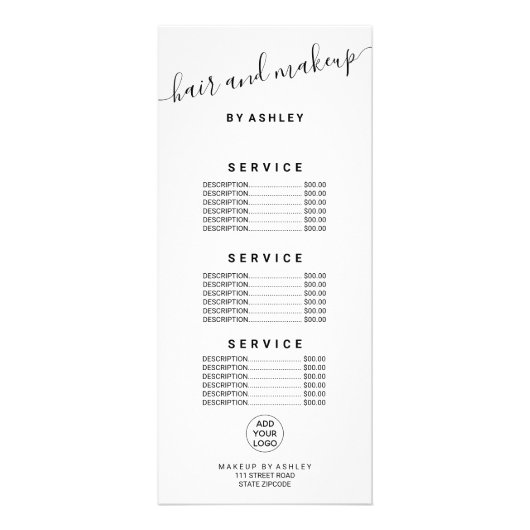 elegantes typografisches Logo Schwarz-weiße Haarsc Werbekarte (Vorne)