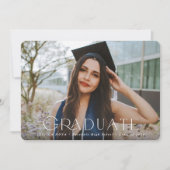 Elegantes Typografisches Overlay Zwei-Foto-Abschlu Ankündigung (Vorderseite)