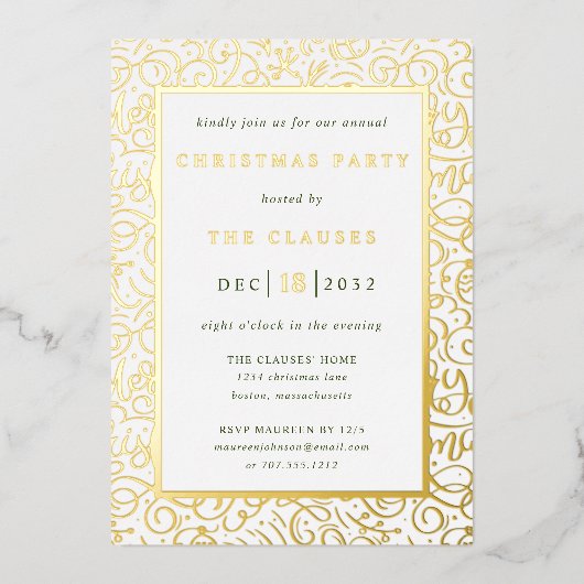 Elegantes Typografisches Weihnachtsfest-Party Folieneinladung (Vorderseite)