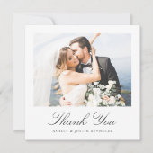 Elegantes Typografy Foto Wedding Dankeskarte (Vorderseite)