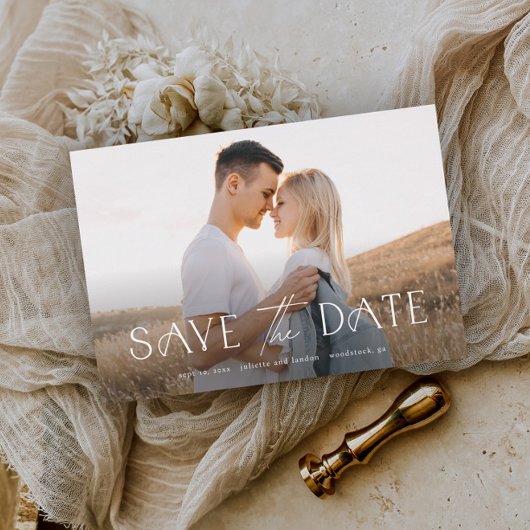 Elegantes Typografy Foto Wedding Save The Date