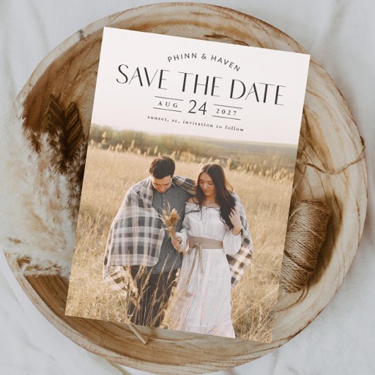 Elegantes Typografy Foto Wedding Save The Date