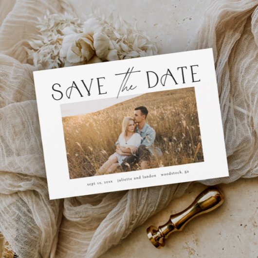 Elegantes Typografy Foto Wedding Save The Date