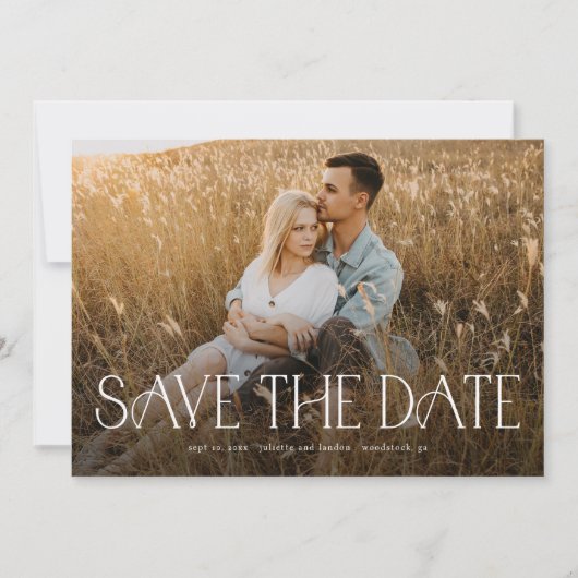 Elegantes Typografy Foto Wedding Save The Date (Vorderseite)