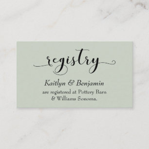Elegantes Typografy Sage Green Wedding-Register Begleitkarte