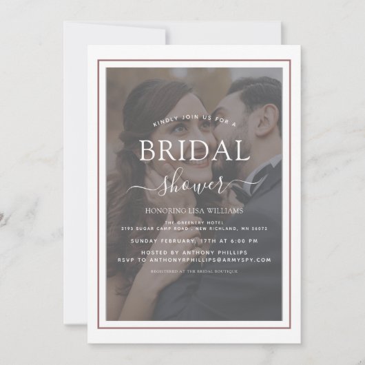 Elegantes Typografy Script Foto Brautparty Einladung (Vorderseite)