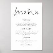 Elegantes Typografy Simple Wedding Menu Poster (Vorne)