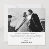 Elegantes Typografy Wedding Foto Dankeschön Karte (Rückseite)