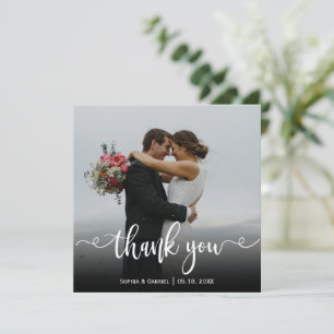Elegantes Typografy Wedding Foto Dankeschön Karte