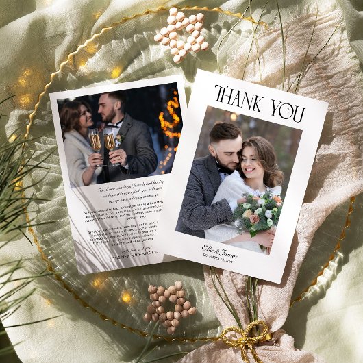 Elegantes Typografy Winter Wedding Foto Dankeskarte
