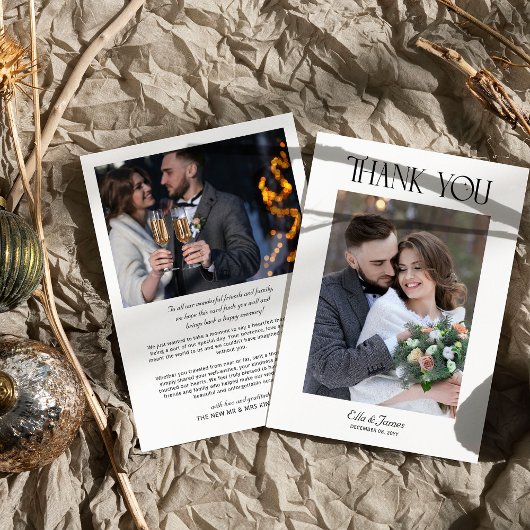 Elegantes Typografy Winter Wedding Foto Dankeskarte