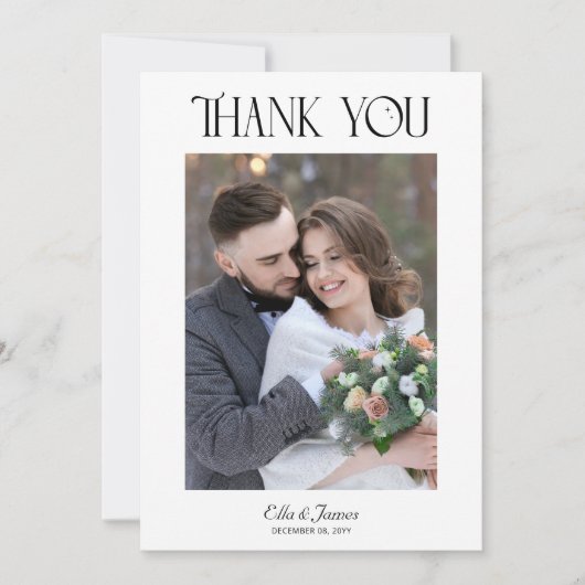 Elegantes Typografy Winter Wedding Foto Dankeskarte (Vorderseite)