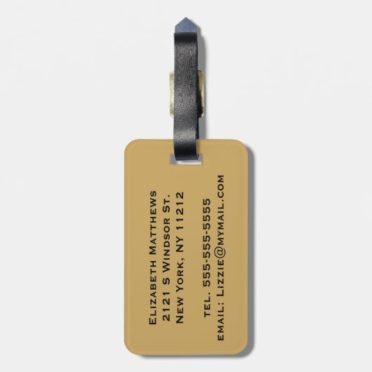 Elegantes u. einfaches Imitat-Gold und blaues Gepäckanhänger (Rückseite vertikal)