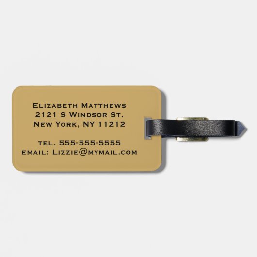 Elegantes u. einfaches Imitat Gold und Rosen-rosa Gepäckanhänger (Rückseite horizontal)