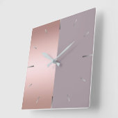 Elegantes u. minimales Rosengold u. lila Farbblock Quadratische Wanduhr (Winkel)
