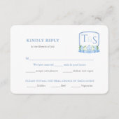 Elegantes UAWG für Hochzeitsessen in Blau und Weiß Begleitkarte (Vorderseite)