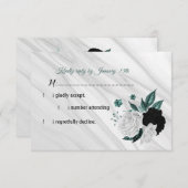 Elegantes UAWG mit Schwarz-weißen und aquamarin bl RSVP Karte (Vorne/Hinten)