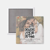 elegantes uAwg qr-Code Hochzeit verblasstes Foto Magnet (Vorderseite/Rückseite)