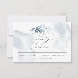 Elegantes UAWG Watercolor Foliage Dusty Blue RSVP Karte