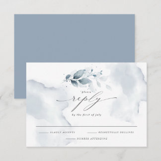 Elegantes UAWG Watercolor Foliage Dusty Blue RSVP Karte